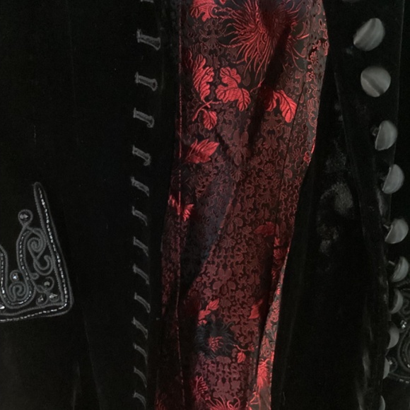 J. Peterman Co full length lined blk Velvet Opera embroidered coat NEW sz 4 Goth - Picture 13 of 16